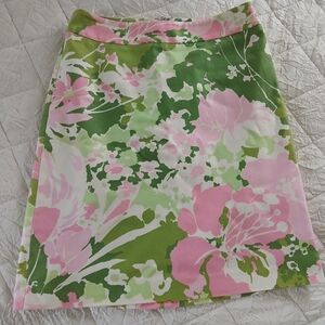Talbots Floral Green and Pink Skirt